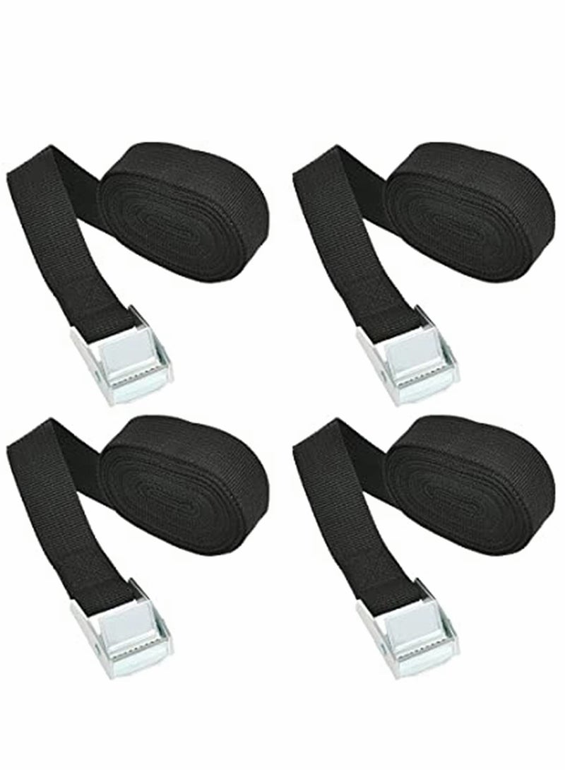 4 Pcs Fastening Straps with Buckle, 2.5m x 2.5cm Heavy Duty Tie Down Adjustable Straps Tension Straps Polypropylene Webbing Lashing Straps for Bike, Motorcycle, Car, Auto