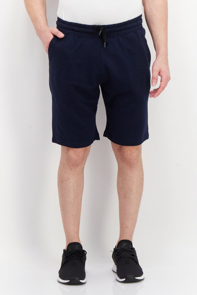Men Drawstring Plain Basic Short, Navy Blue