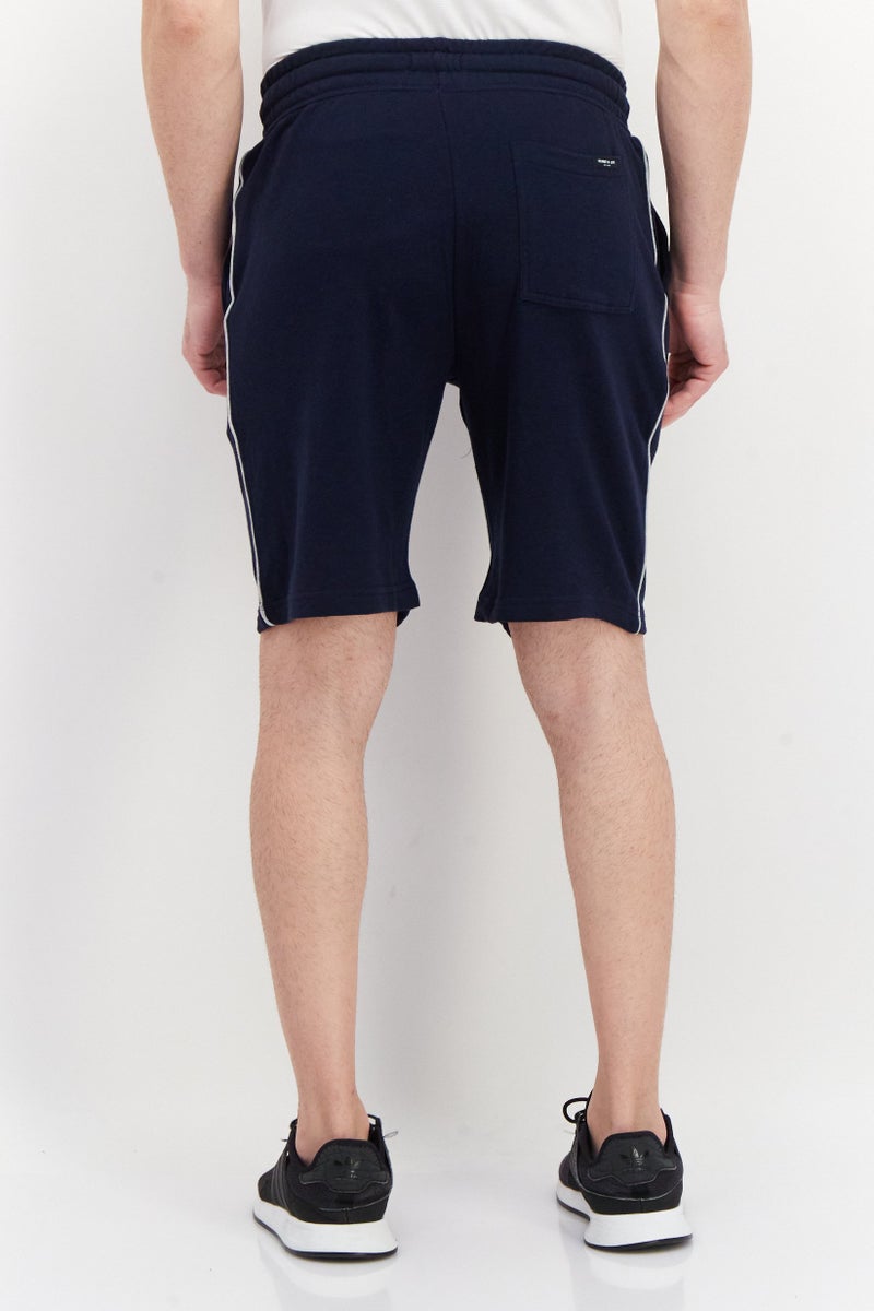 Men Drawstring Plain Basic Short, Navy Blue