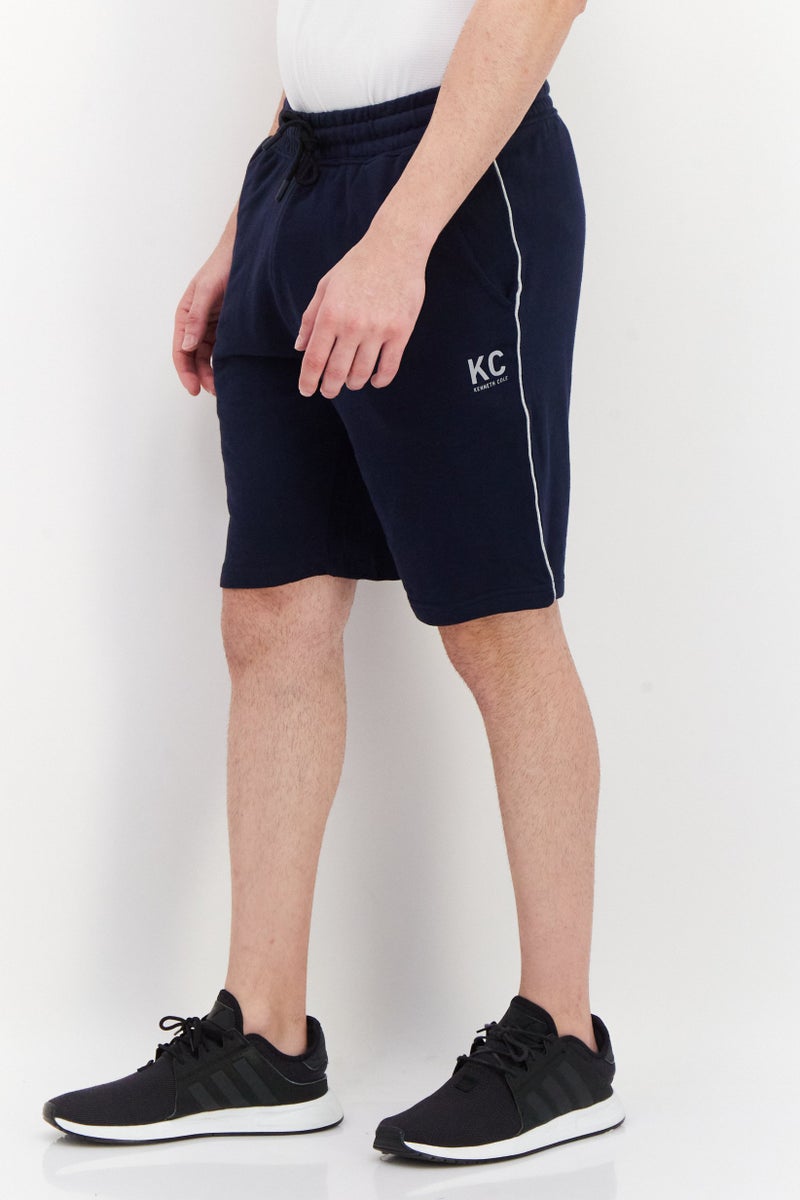 Men Drawstring Plain Basic Short, Navy Blue