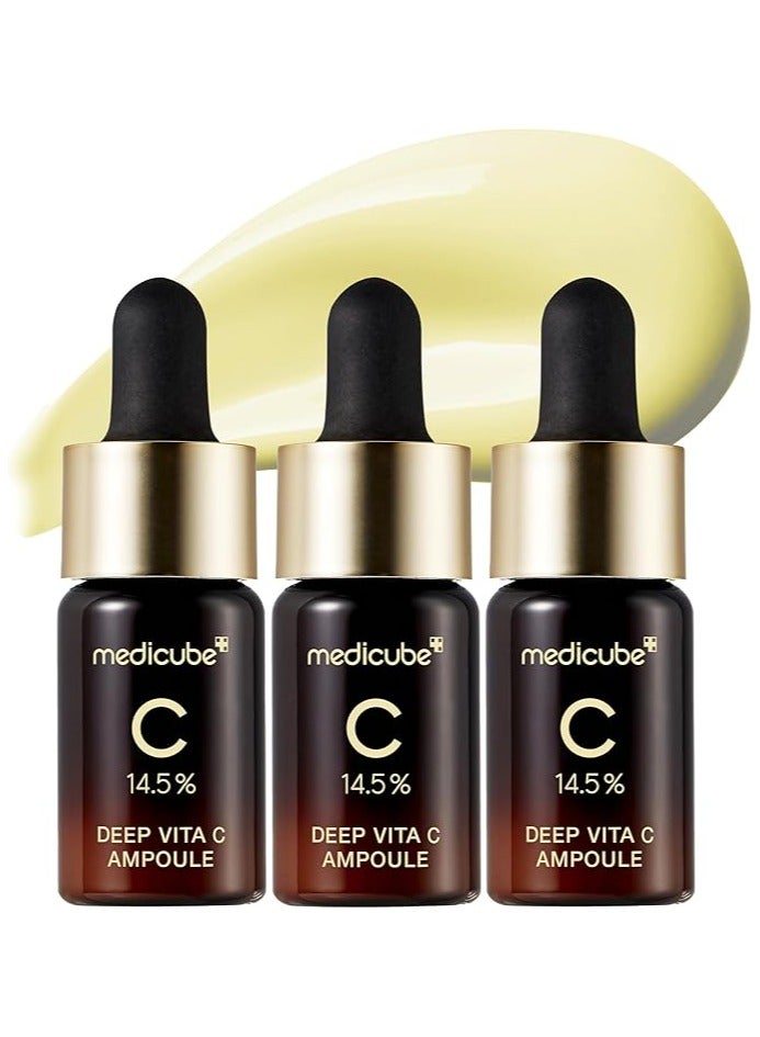 Deep Vita C Serum 2.0 14.5% Pure Vitamin C Reduce The Appearance Of Hyperpigmentation Dark Spots And Blemishes 16 Selftests Complete Korean Skincare (10G * 3 Bottles)