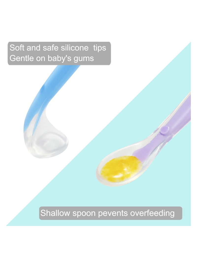Baby Spoons, Baby Silicone Soft Spoons, Silicone Spoon, Infant Safety Spoons for Baby Feeding Infant Weaning, Soft Baby Spoons, Training Feeding for Kids Toddlers Children and Infants (6 Pack)