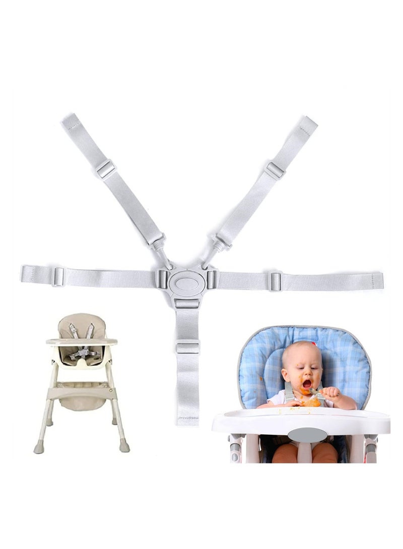 Adjustable 5 Point Baby Safety Harness Straps for High Chairs Prams and Buggy 2PCS Grey Universal Replacement