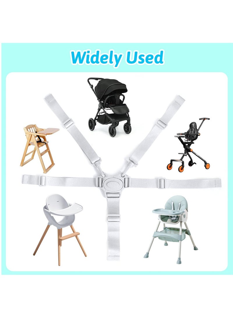 Adjustable 5 Point Baby Safety Harness Straps for High Chairs Prams and Buggy 2PCS Grey Universal Replacement