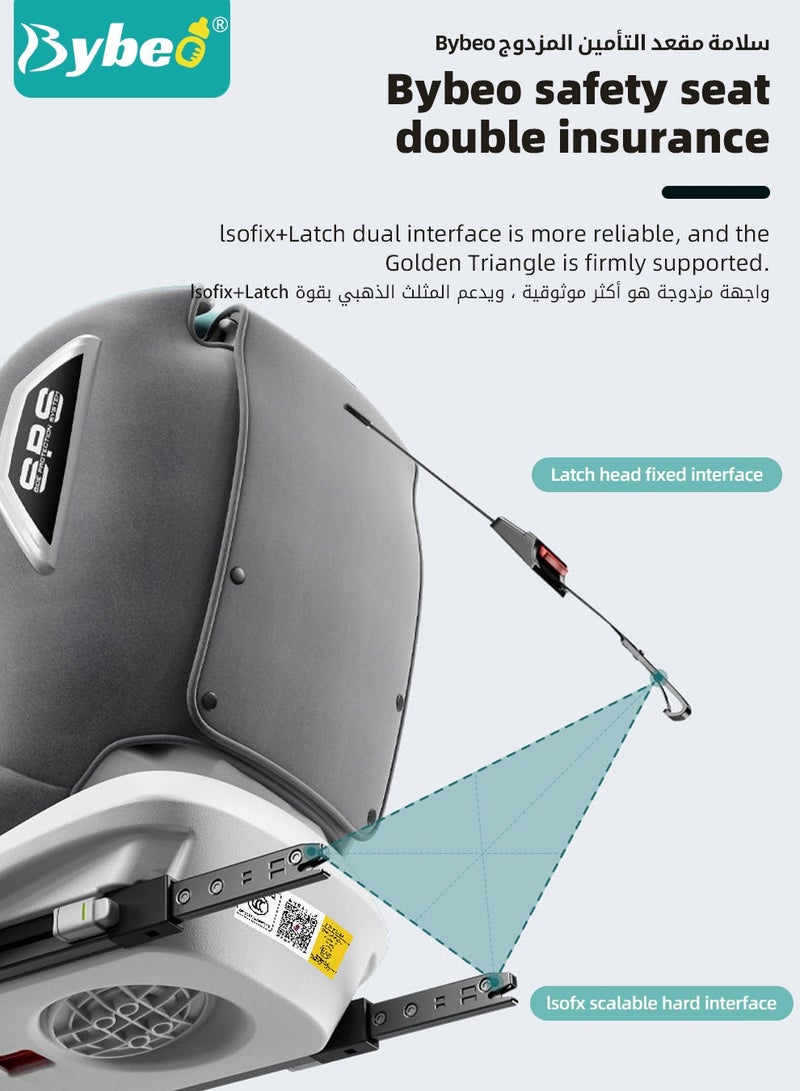 ﻿Baby Safety Car Seat for Infant / Kids with ISOfix Interface, i-Size Certified Toddler Car Seat with 5-Point Safety Harness and 4 Level Adjustable Backrest, 360° rotation Backward/Forward Facing