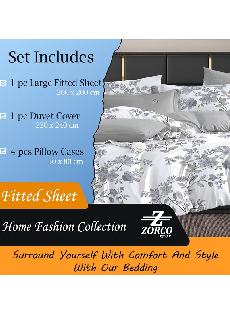 Hotel Duvet Cover Set 6 Pieces Cotton King Size Luxurious Bedding Set, Modern and Attractive Bedding Set with 1xFitted Sheet, 1xDuvet Cover, 4xPillow Cases