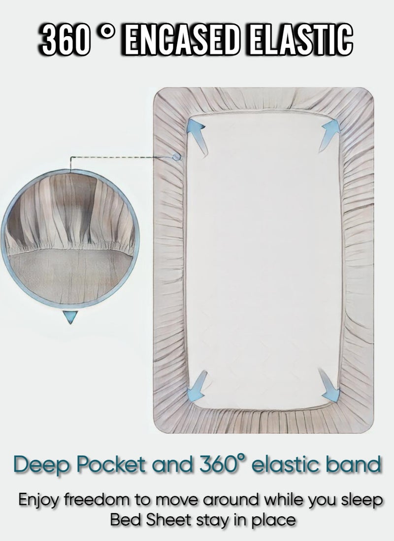 Sky Blue Extra Deep Pocket Bed Sheet Cotton 3 Piece Sheet Set 180x200+25cm