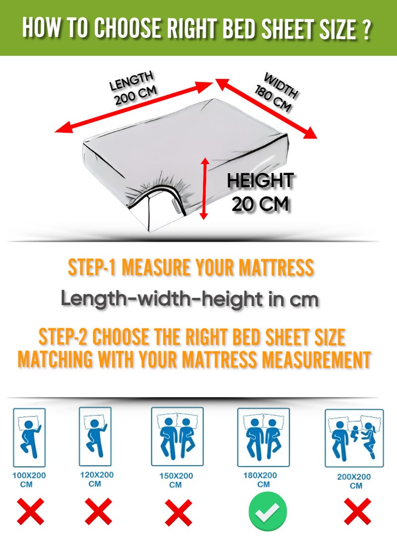 Navy Blue Cotton Queen Striped Fitted Elastic Bedsheet 180x200+20cm