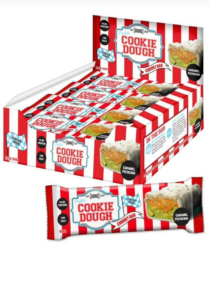 Adonis Protein Cookie Dough Bar Caramel Pistachio 12x55g (660G)