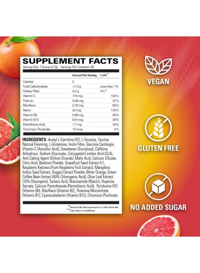 EHPlabs OxyShred Thermogenic Pre Workout Powder & Shredding Supplement - Clinically Proven Preworkout Powder with L Glutamine & Acetyl L Carnitine, Energy Boost Drink - Pink Grapefruit, 60 Servings