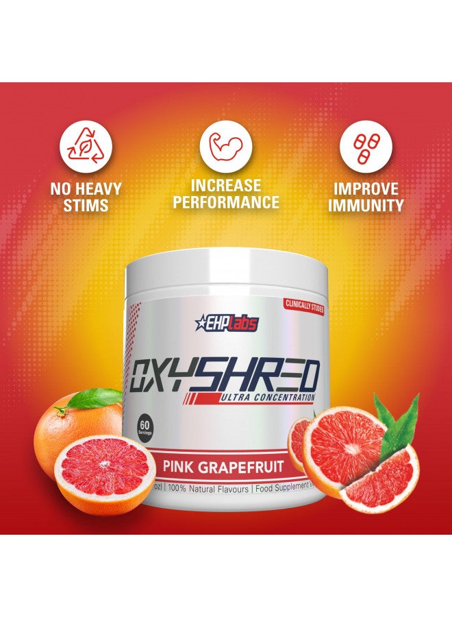 EHPlabs OxyShred Thermogenic Pre Workout Powder & Shredding Supplement - Clinically Proven Preworkout Powder with L Glutamine & Acetyl L Carnitine, Energy Boost Drink - Pink Grapefruit, 60 Servings