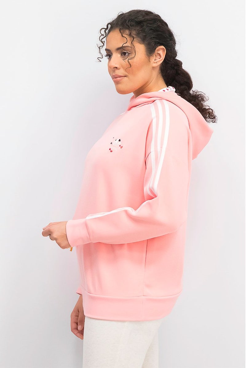 Women Sportswear Fit Logo 3 Stripe Hoodie Sweater, Glow Pink