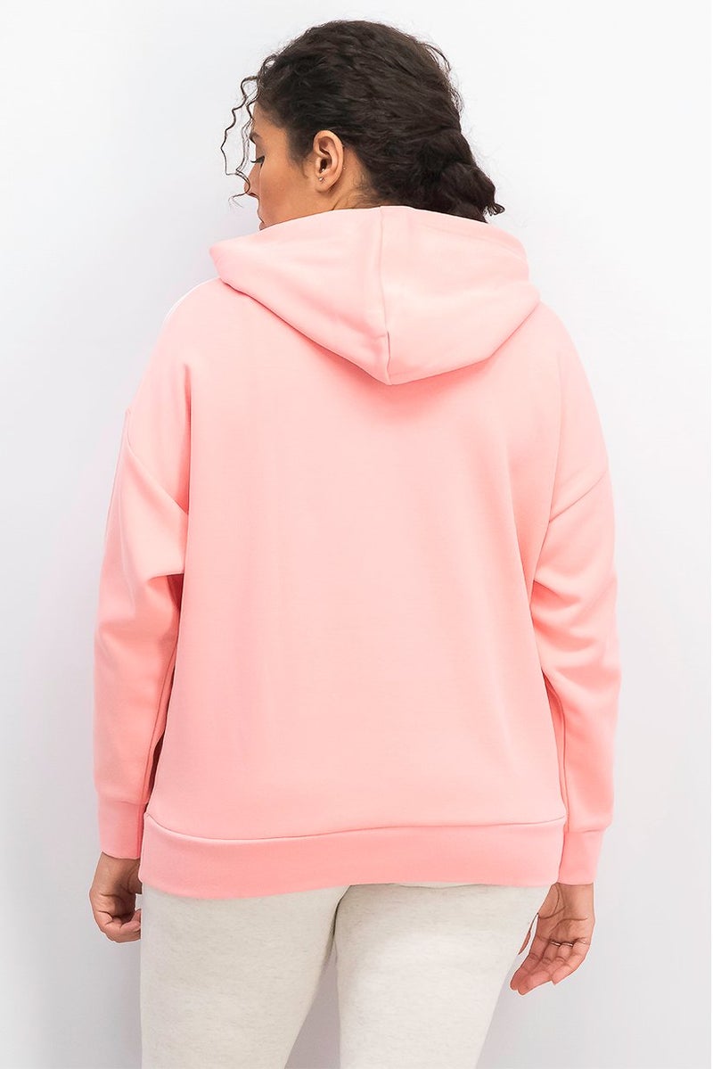 Women Sportswear Fit Logo 3 Stripe Hoodie Sweater, Glow Pink