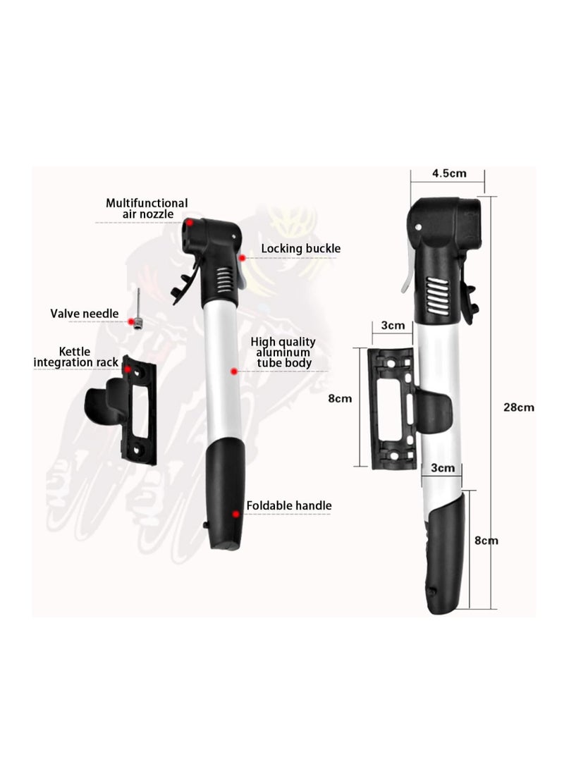 Bike Pump, Aluminum Alloy Mini Bycicles Pumps, Bicycle Pump for Ball, Swimming Circles, Bicycles, Motorcycles