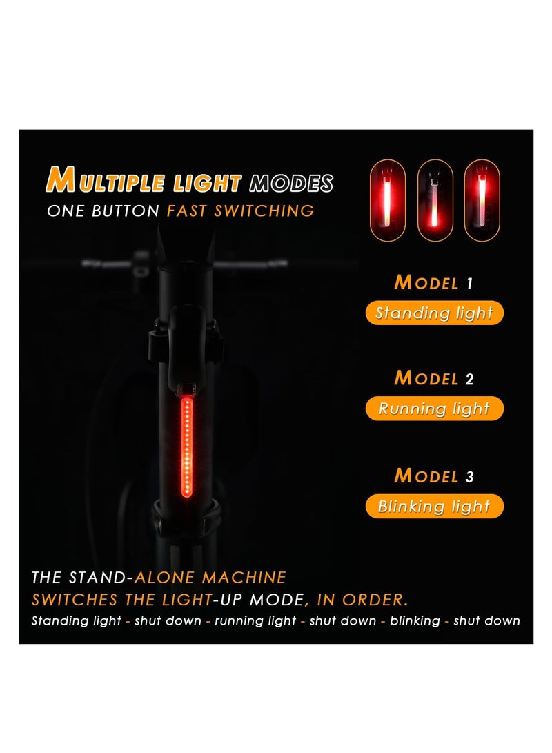 Led Bike Tail Light, Rechargeable Bicycle Tail Light for Safe Night Cycling, 3 Light Mode Rear Bike Light, Reliable and Bright Taillights, Lightweight Design, One-touch Switch, Ultimate Brightness