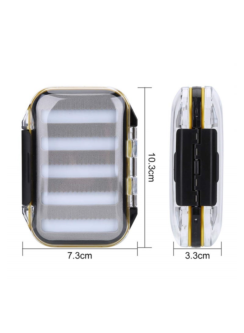 Double Sided Fishing Tackle Box Waterproof Fly Fishing Lure Holder with Foam Padding Transparent Lid for Easy Access Black Jag Shape