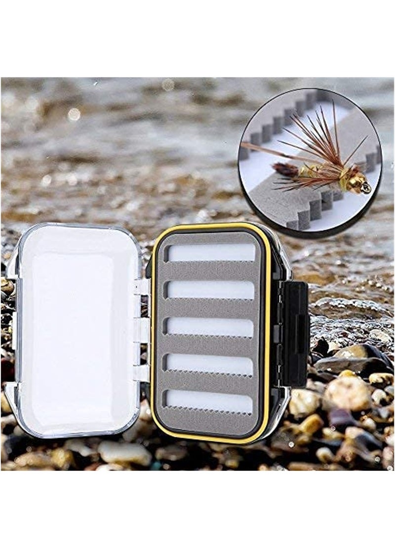 Double Sided Fishing Tackle Box Waterproof Fly Fishing Lure Holder with Foam Padding Transparent Lid for Easy Access Black Jag Shape