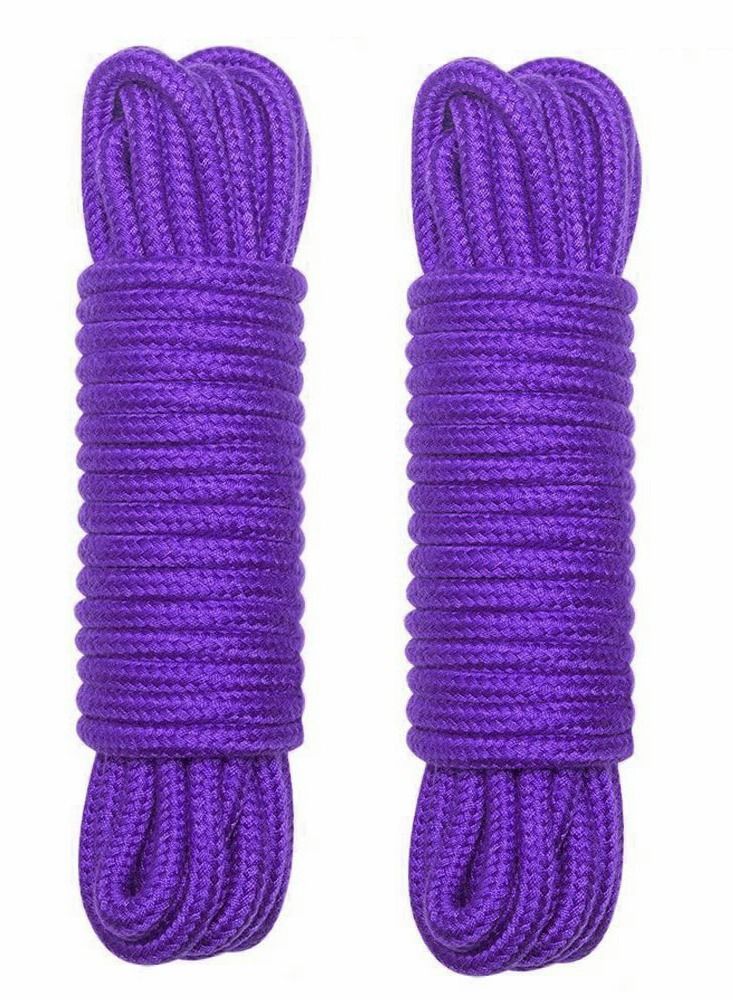 2 Roll 10M Purple Soft Cotton Rope, Natural Durable Long Cotton Rope for Crafts Wall Hangings Plant Hangers Knotting