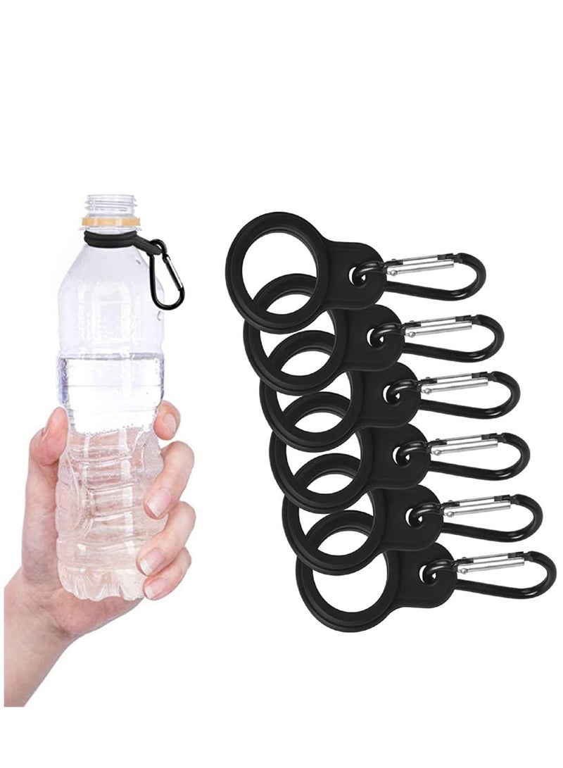 Portable Silicone Water Bottle Clips 6 Pcs Outdoor Carabiner Straps for Hiking Camping Travel