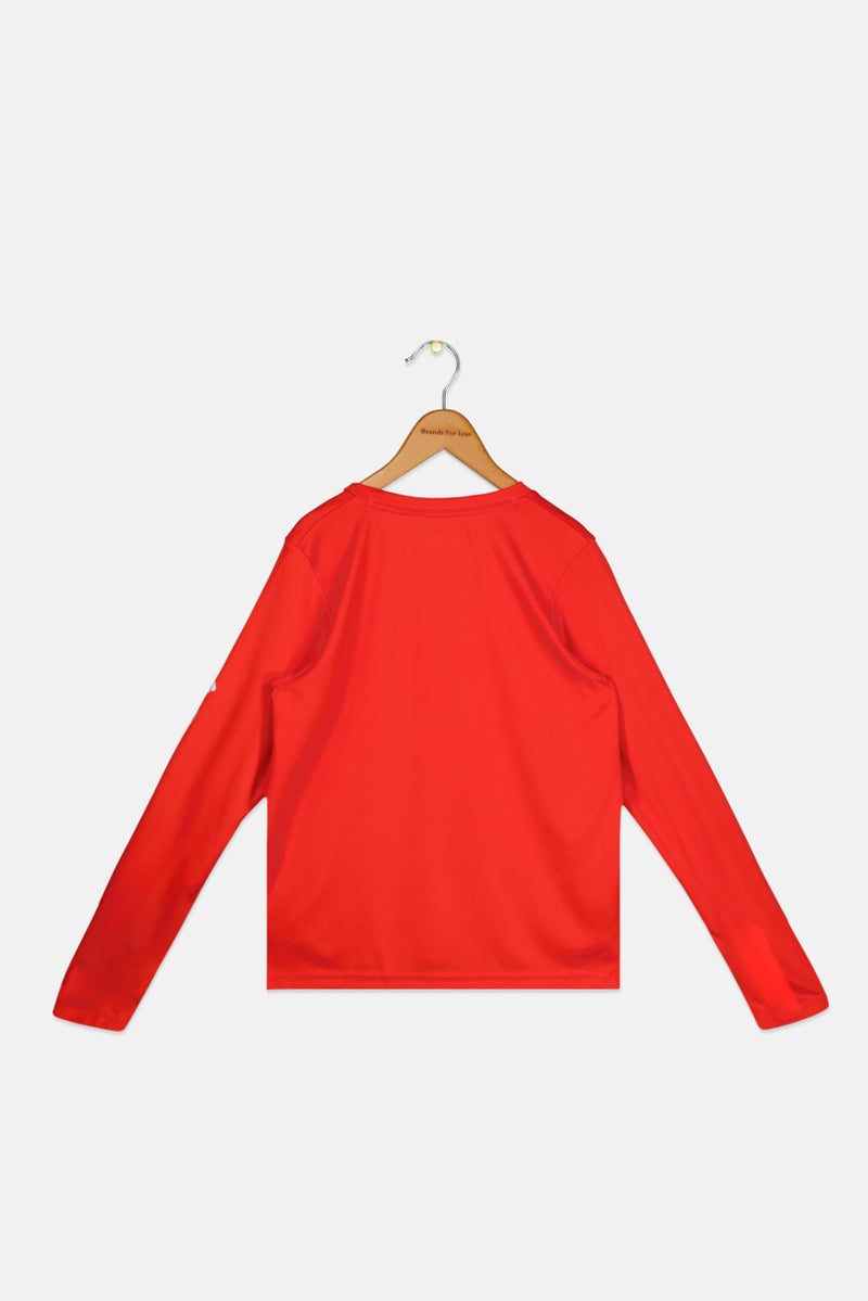 Kids Girl Crew Neck Long Sleeves Brand Logo Sweatshirts, Red