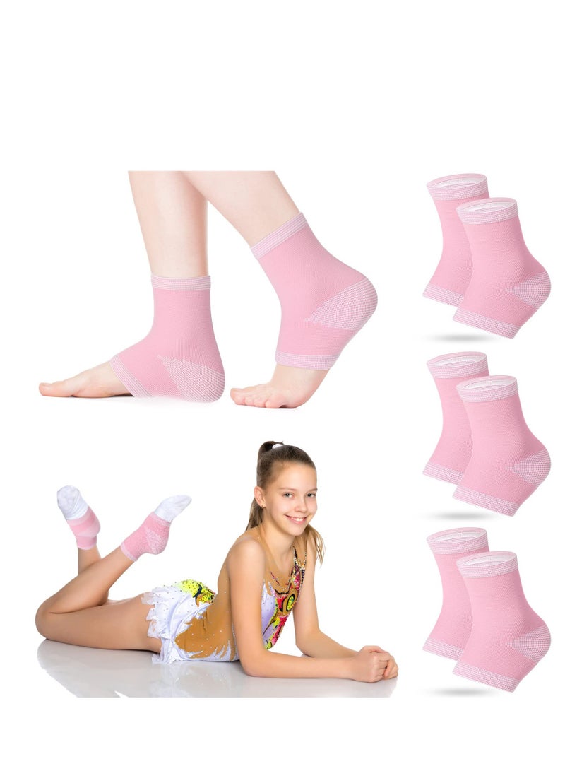 3-Pack Kids' Ankle Compression Sleeves - Arch Support Socks for Girls in Pink, Perfect for Sports, Running, Dance, Fitness, and Gymnastics (Pink, Large)