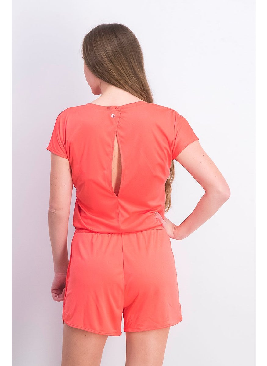 Women Sport Training Playsuit, Coral