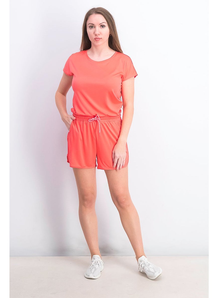 Women Sport Training Playsuit, Coral