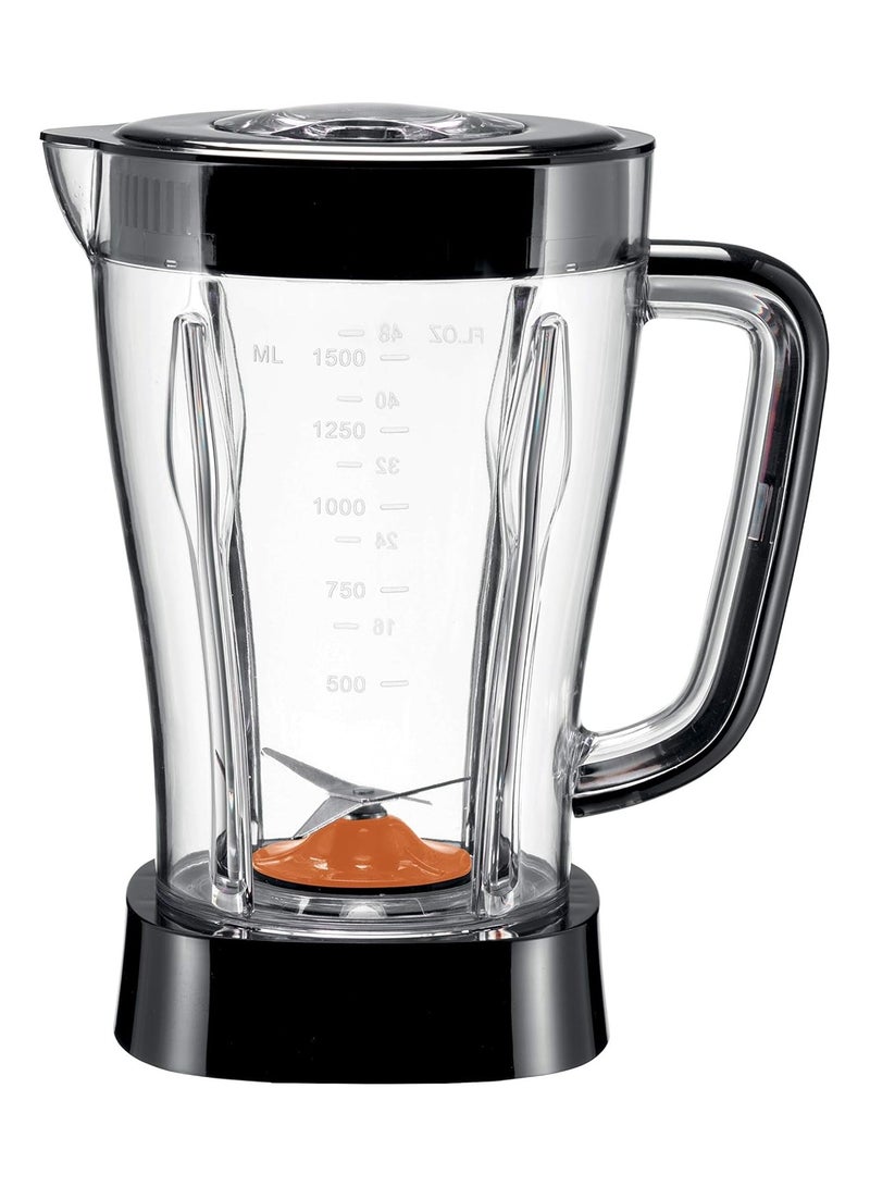 500W Blender and Smoothie Maker, 1.5L Capacity with Multi-Mill (Grinder/Chopper) and Ice Crush Function,Black