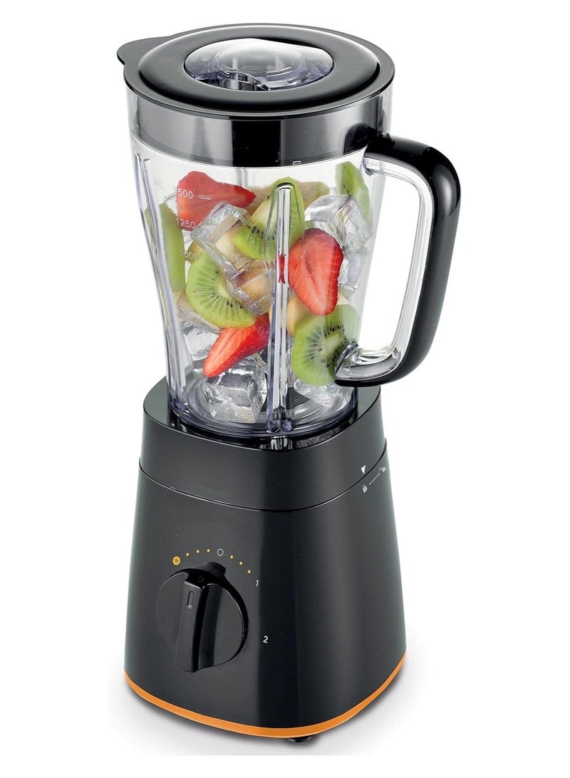 500W Blender and Smoothie Maker, 1.5L Capacity with Multi-Mill (Grinder/Chopper) and Ice Crush Function,Black