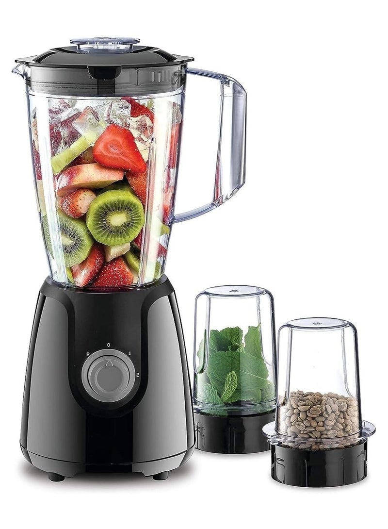 Blender with grinder mills, 400W power, 1.5L capacity, and 300ml additional grinding mills. Features stainless steel blades and dual pulse control for precise grinding of coffee and herbs