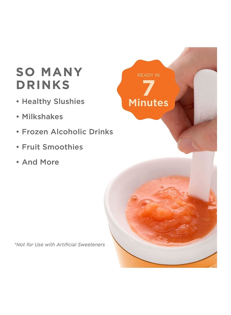 Slush and Shake Maker Compact Make Serve Cup with Freezer Core Creates Single-Serving Smoothies Slushies Milkshakes in Minutes BPA-free Orange