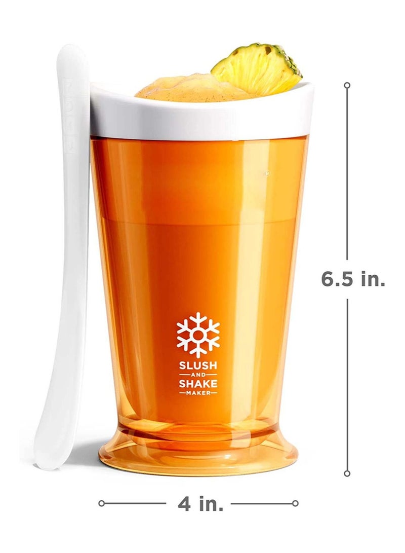 Slush and Shake Maker Compact Make Serve Cup with Freezer Core Creates Single-Serving Smoothies Slushies Milkshakes in Minutes BPA-free Orange