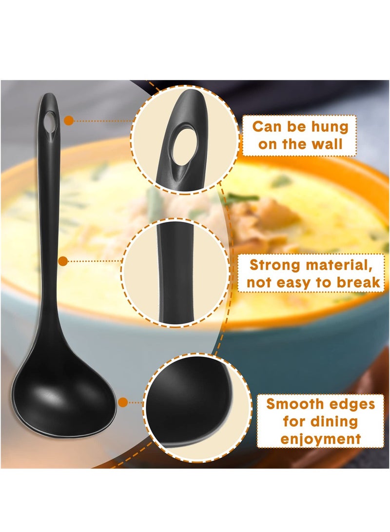 18 Pcs Heavy Duty Black Reusable Plastic Serving Spoons Perfect for Party Catering Buffet Dinner BPA Free Disposable Set