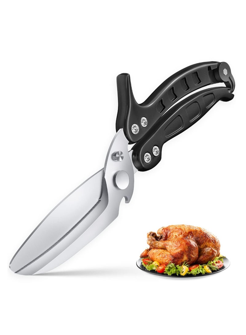 Kitchen Poultry Shears, Scissors Food Heavy Duty with Serrated Edge, Detachable Shears Spring Loaded, Stainless Steel Multipurpose sharp for Cutting Chicken, Fish, Meat