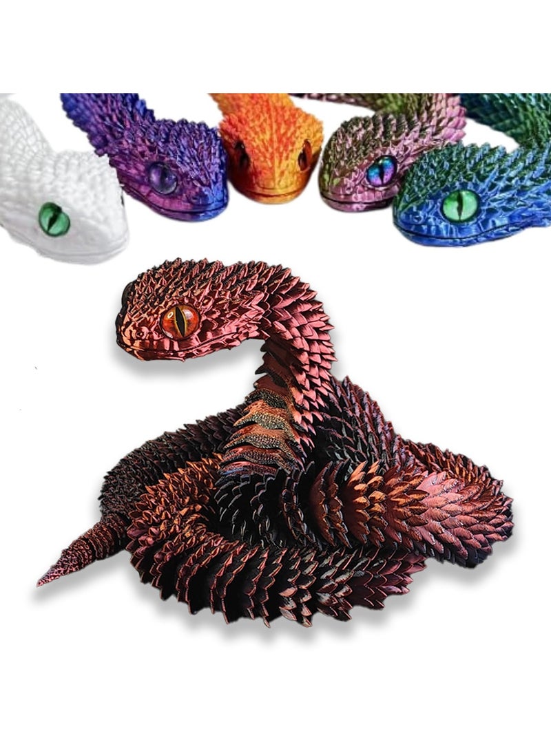 3D Printed Animals-Snake Viper - 3D Printed Snake, Stress Relief Toy, Perfect for Home and Office Decor, Ideal for Collectors and Fidget Enthusiasts