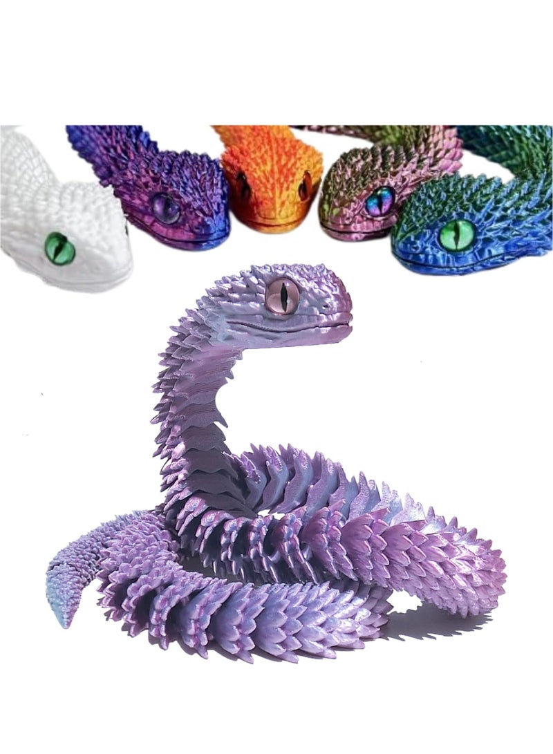 3D Printed Animals-Snake Viper - 3D Printed Snake, Stress Relief Toy, Perfect for Home and Office Decor, Ideal for Collectors and Fidget Enthusiasts