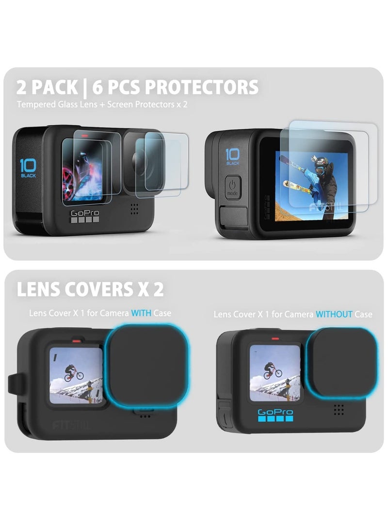 Silicone Sleeve Case for GoPro Hero 11/10/9, Complete Accessories Kit with Battery Side Cover, Screen Protectors, Lens Caps, and Lanyard for Enhanced Protection and Convenience.