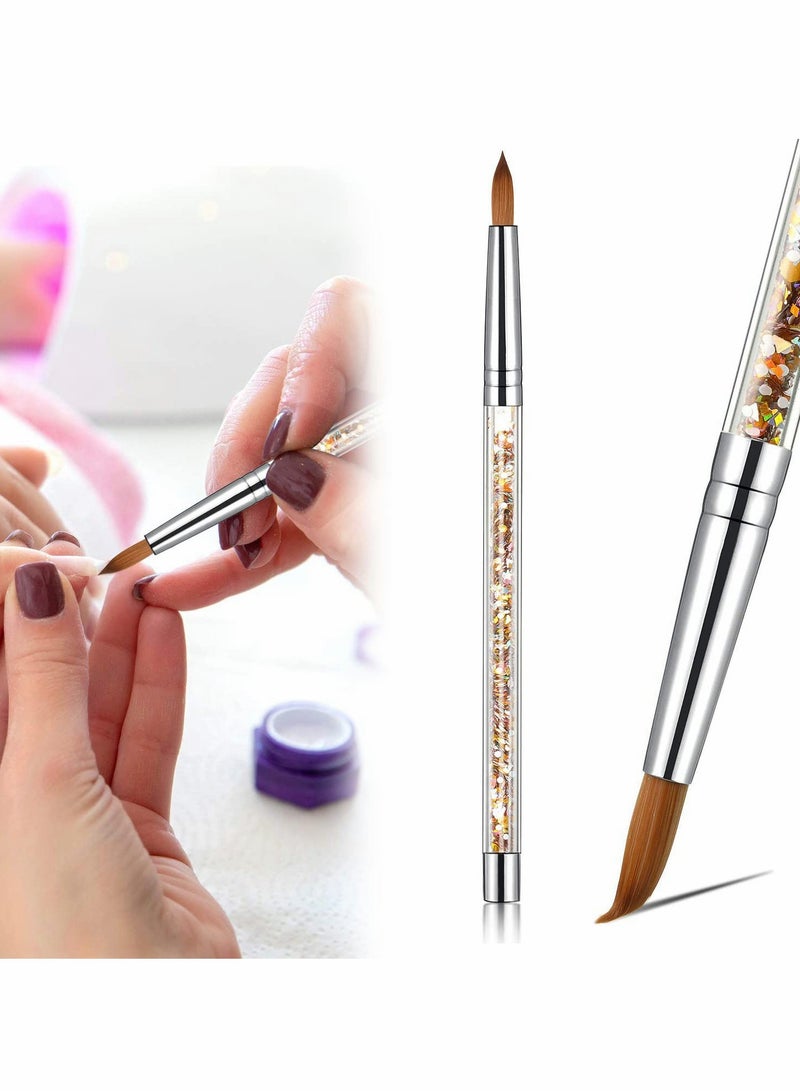 Acrylic Nail Brush, 6 Sable Hair Round Oval Professional Nail Art Painting Brush With Special Liquid Glitter Handle for Manicure Pedicure Application -1 Pcs