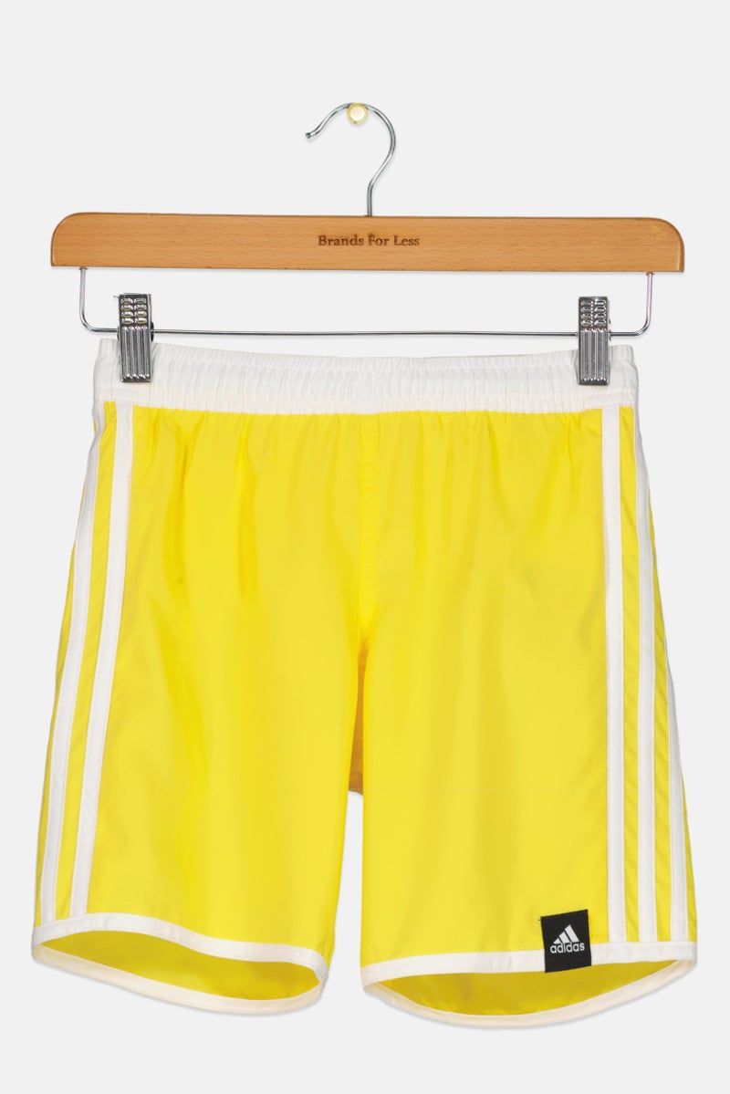 Kids Boy Brand Logo Board Shorts Swimwear, Yellow/White