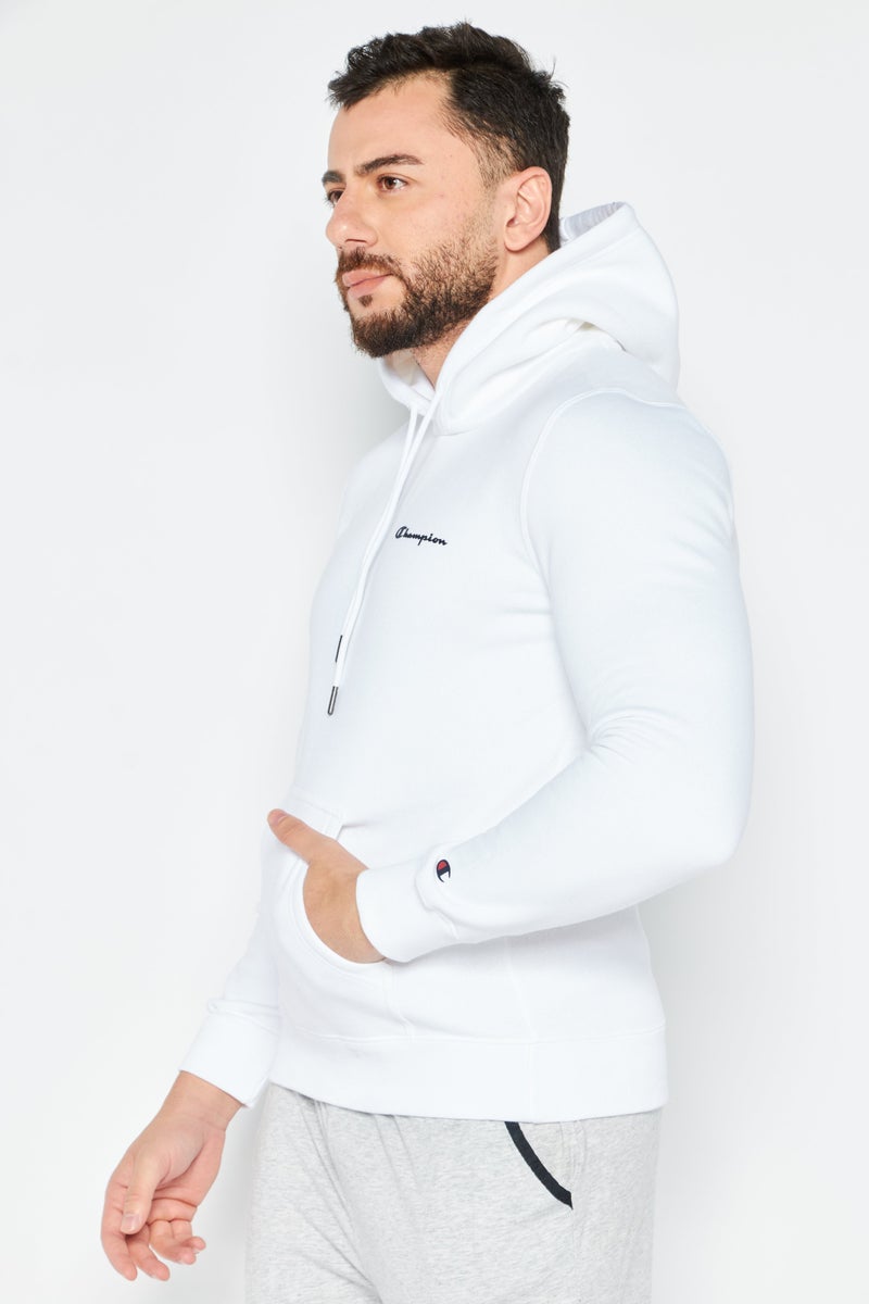 Men Sportswear Fit Hooded Long Sleeve Outdoor Sweatshirt, White