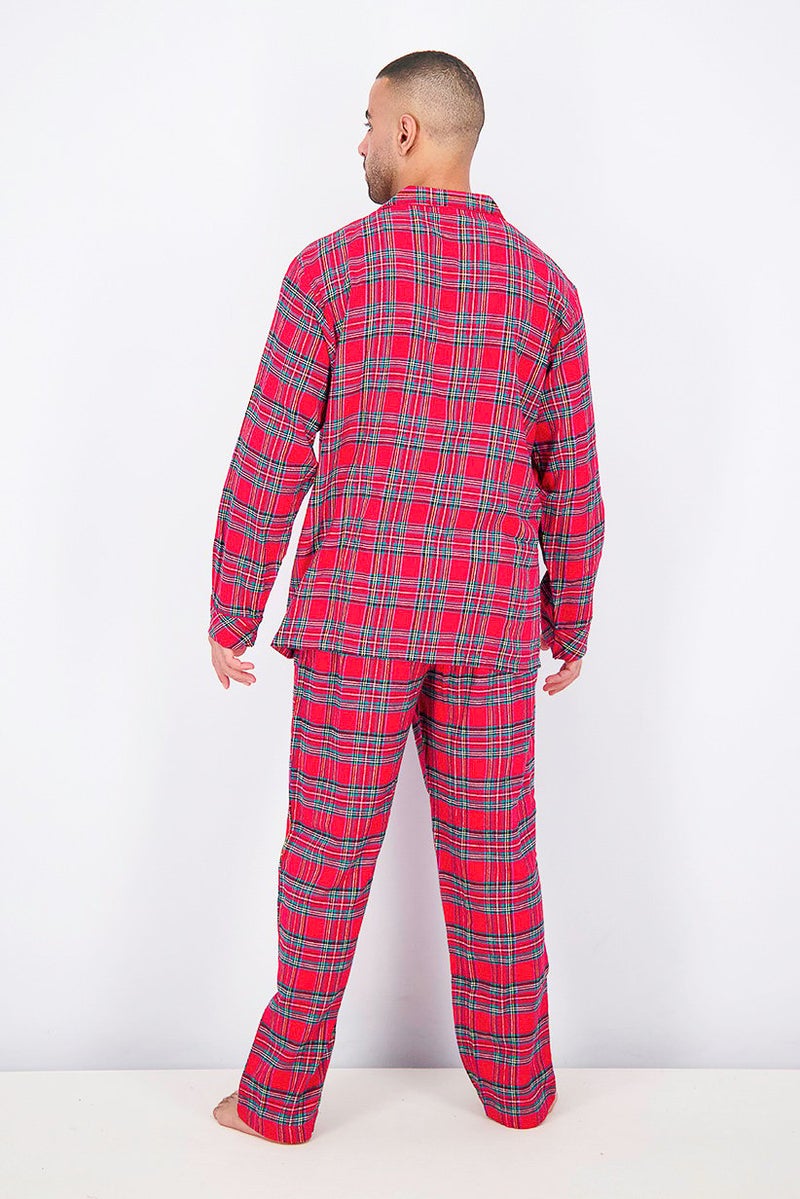 Men 2 Piece Plaid Pajama Set, Brinkley Red