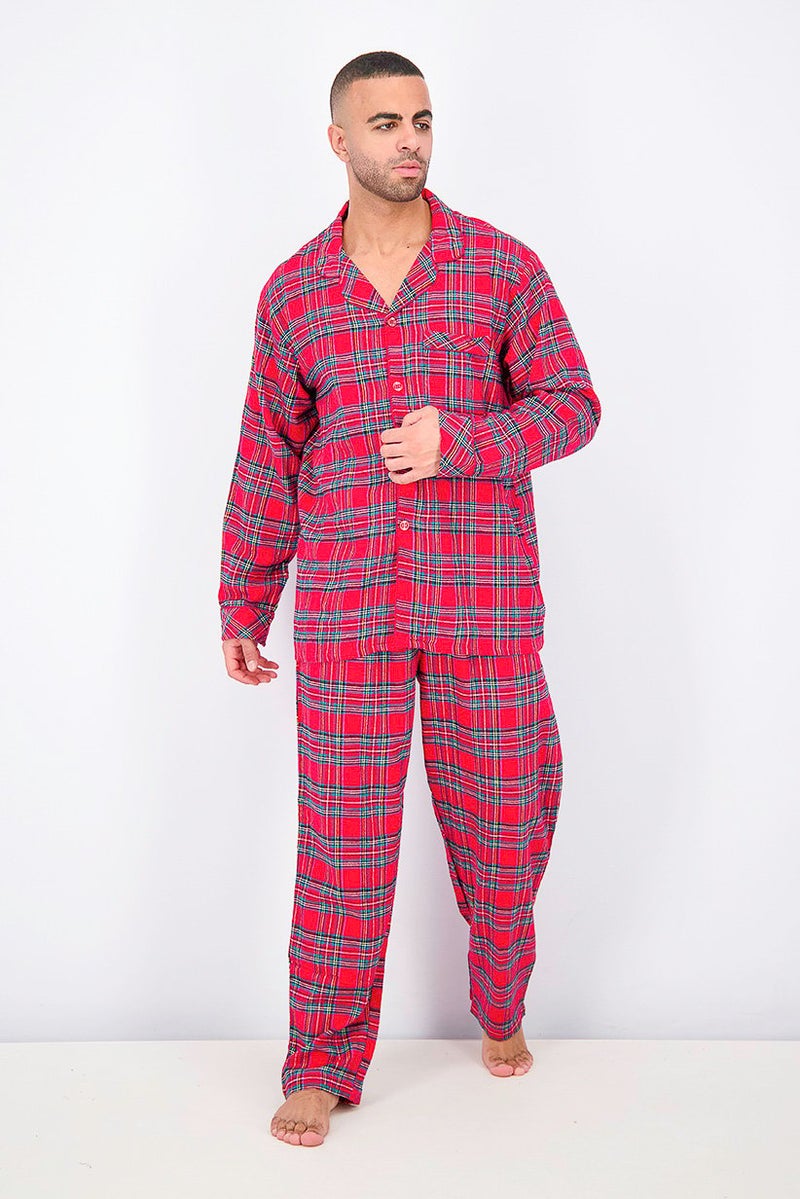 Men 2 Piece Plaid Pajama Set, Brinkley Red