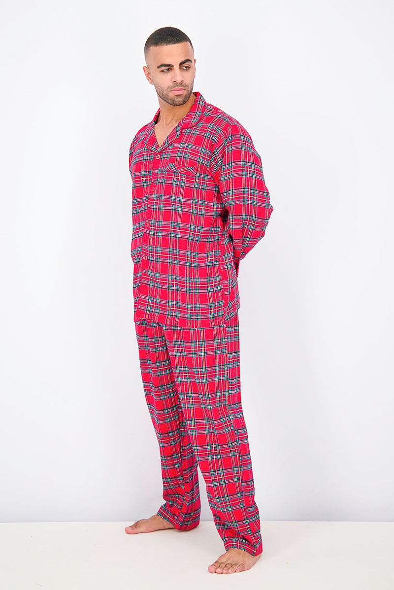 Men 2 Piece Plaid Pajama Set, Brinkley Red