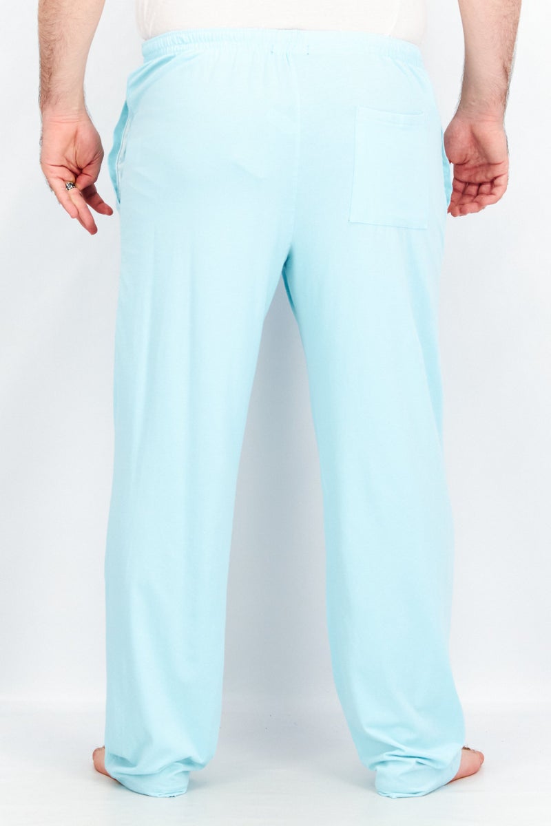 Men Solid Drawstring Pyjama Pants, Turquoise