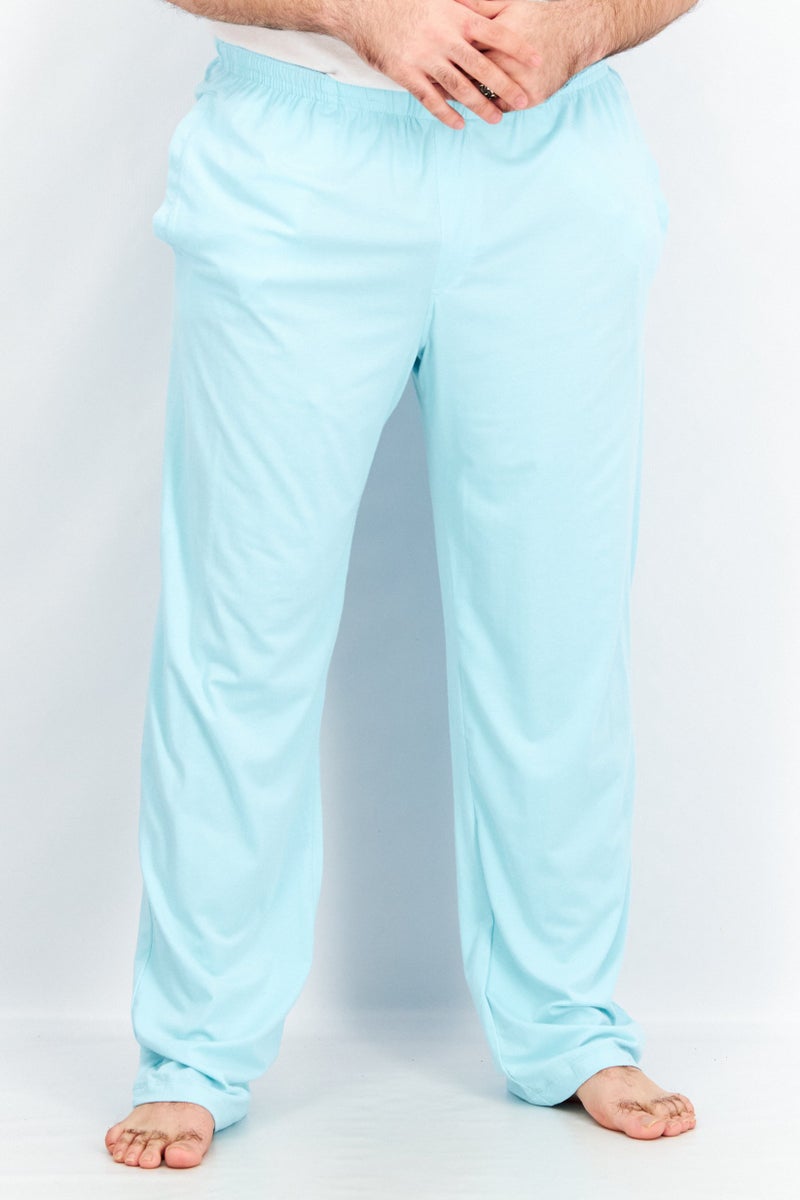 Men Solid Drawstring Pyjama Pants, Turquoise