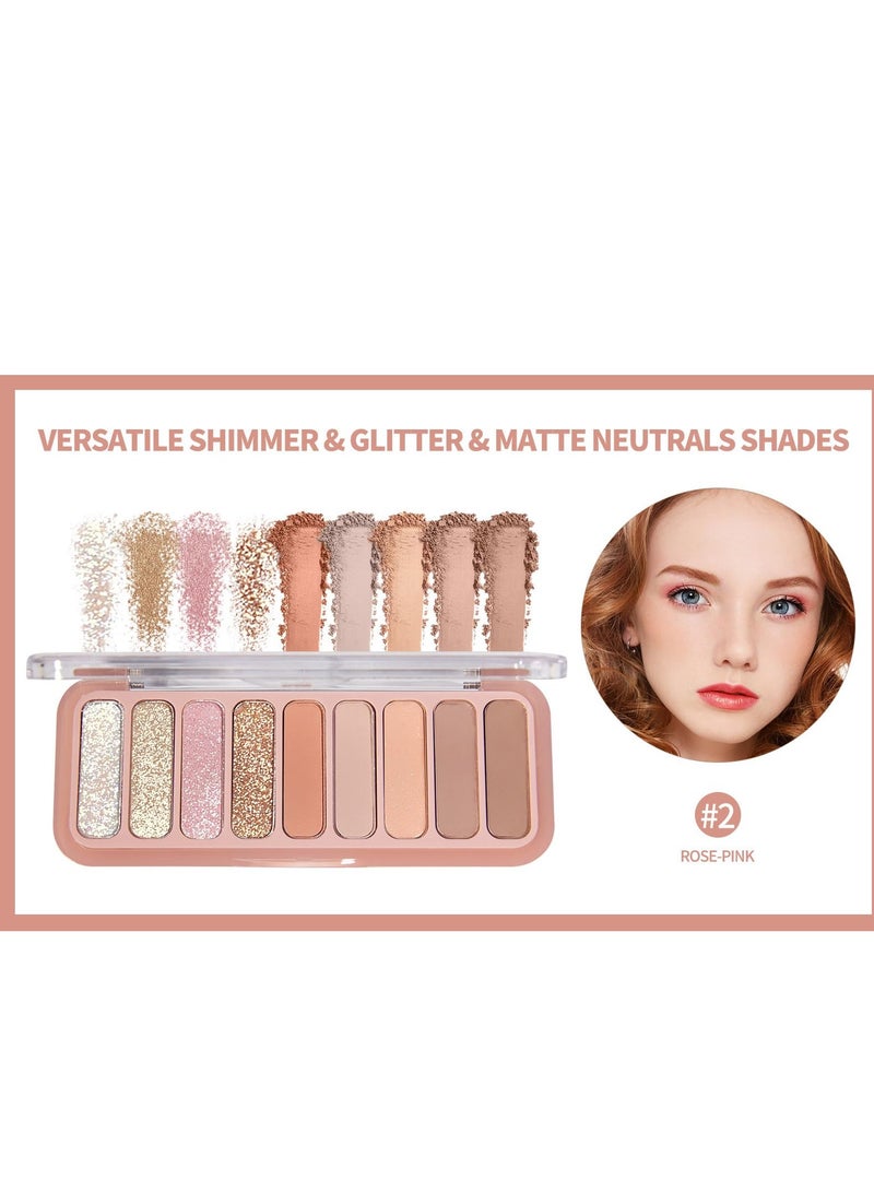 9 Colors Eye Shadow Makeup Pallet Matte Glitter Shimmer Eyeshadow Makeup Naturing-Looking High Pigment Waterproof Eye Shadow Palette Makeup Travel Size