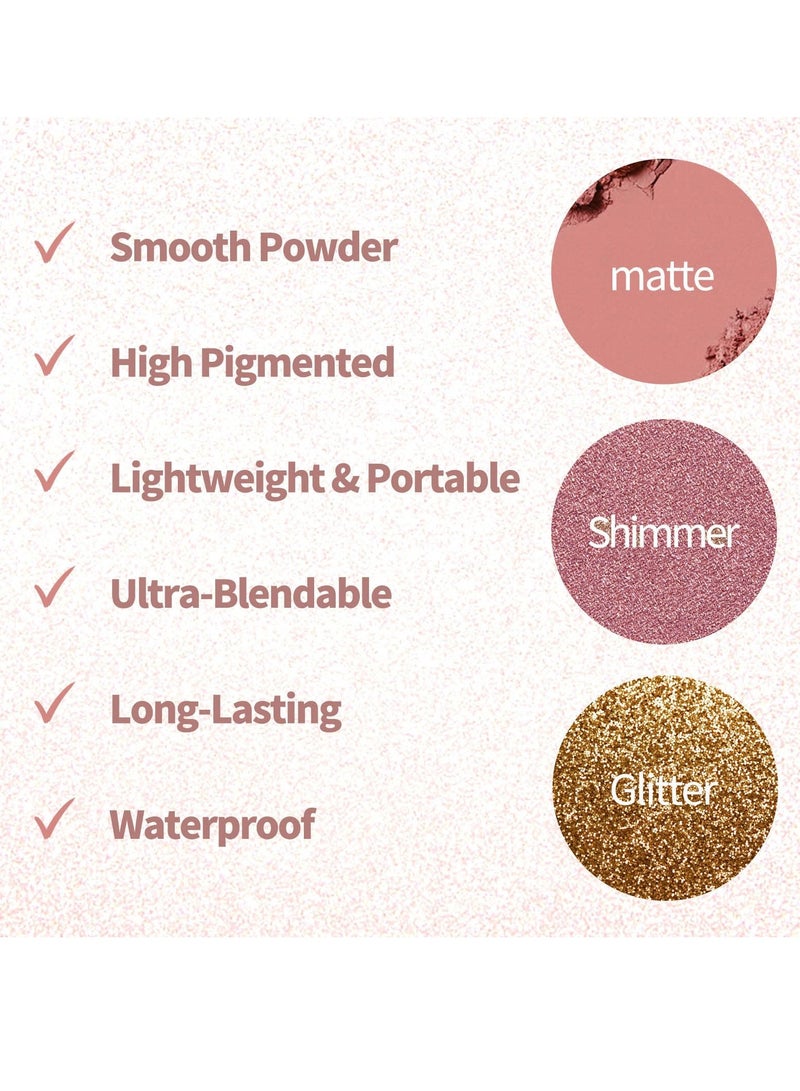 9 Colors Eye Shadow Makeup Pallet Matte Glitter Shimmer Eyeshadow Makeup Naturing-Looking High Pigment Waterproof Eye Shadow Palette Makeup Travel Size