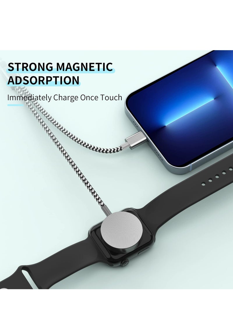 Watch Charger Magnetic Charging Cord, 2 in 1 Portable Wireless Charger Cable Compatible with Watch Series 7 SE 6 5 4 3 2 Work for iPhone 13/12 Pro Max / 11 / XR/XS/X / 8 Plus
