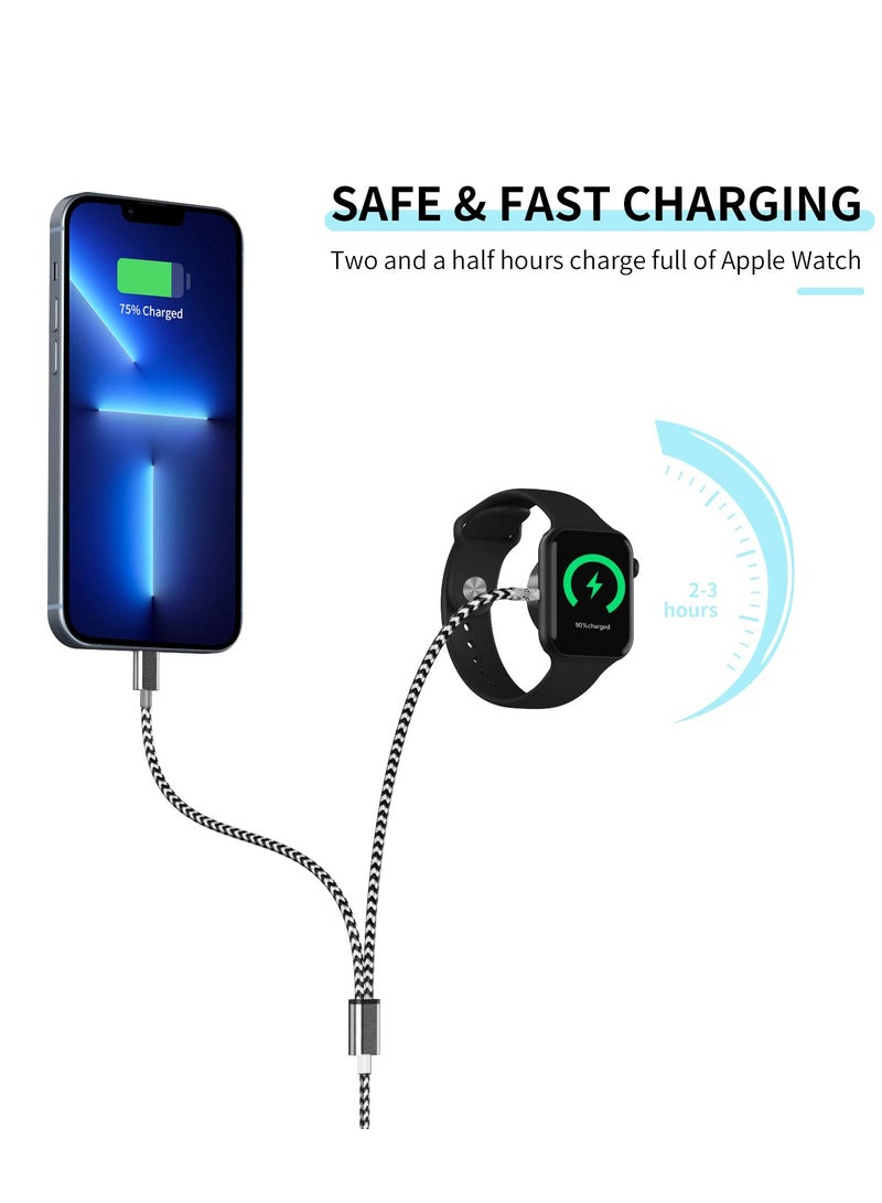 Watch Charger Magnetic Charging Cord, 2 in 1 Portable Wireless Charger Cable Compatible with Watch Series 7 SE 6 5 4 3 2 Work for iPhone 13/12 Pro Max / 11 / XR/XS/X / 8 Plus
