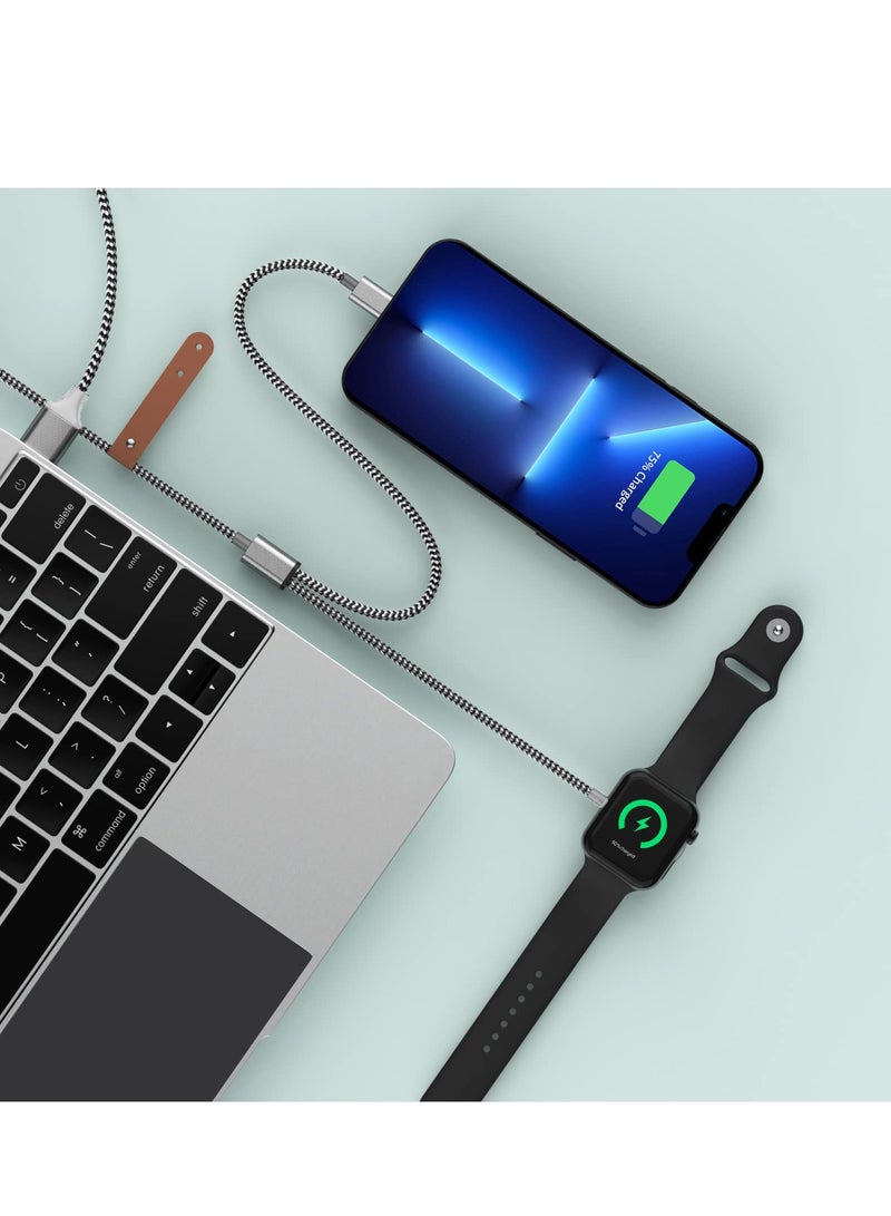 Watch Charger Magnetic Charging Cord, 2 in 1 Portable Wireless Charger Cable Compatible with Watch Series 7 SE 6 5 4 3 2 Work for iPhone 13/12 Pro Max / 11 / XR/XS/X / 8 Plus